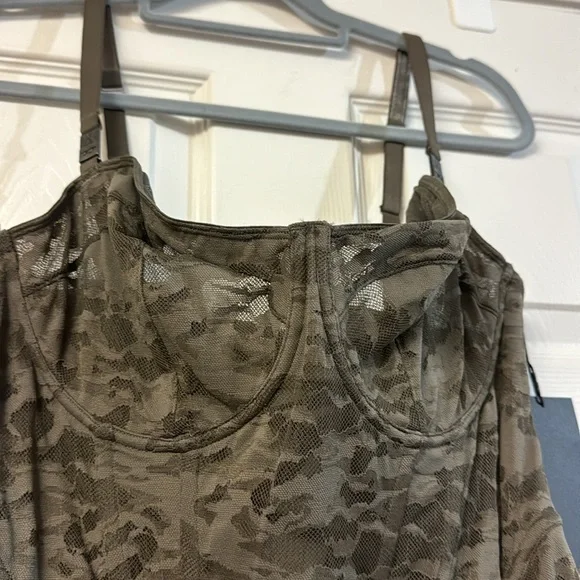NWT Savage x Fenty Diesel camo green lace long corset bustier slip lingerie 1X * - Picture 6 of 9